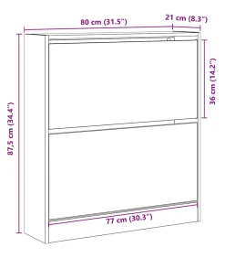 vidaXL Schoenkast Gerookt eiken 80 x 21 x 87.5 cm Bewerkt hout