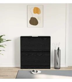 vidaXL Schoenkast Zwart eiken 80 x 21 x 87.5 cm Bewerkt hout