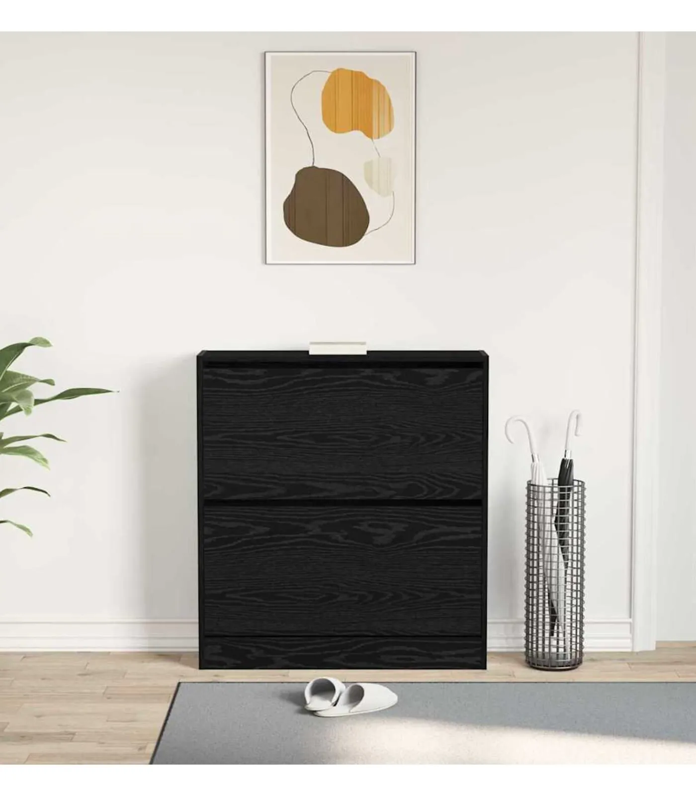 vidaXL Schoenkast Zwart eiken 80 x 21 x 87.5 cm Bewerkt hout