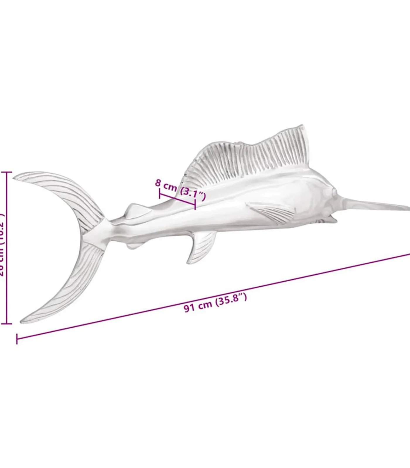 vidaXL Sculptuur Zilver 91 x 8 x 26 cm Aluminium