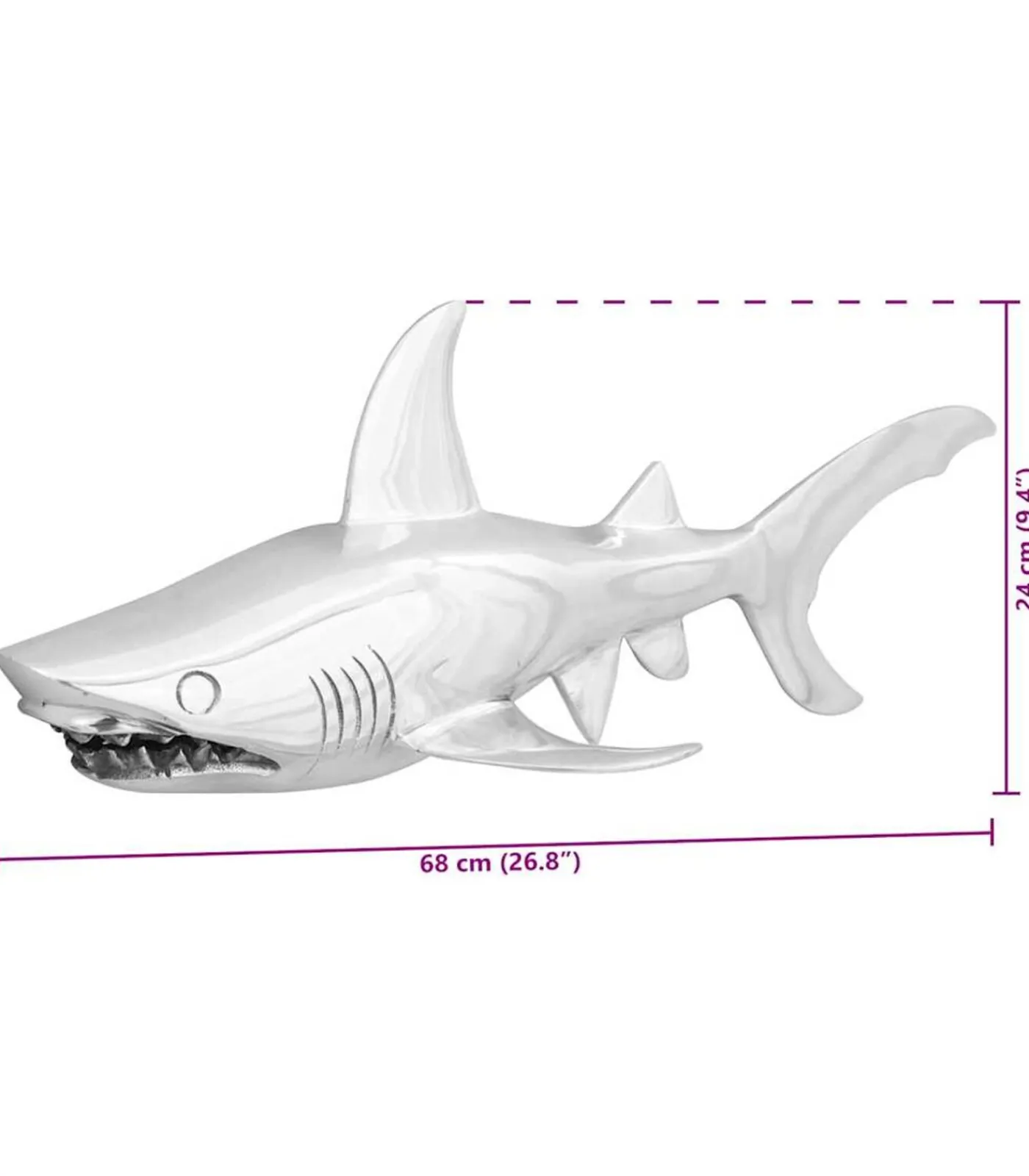 vidaXL Sculptuur Zilver 68 x 20 x 24 cm Aluminium