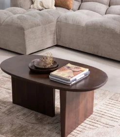 Outlet Seam Salontafel - Mango Hout - Walnoot - 40x110x60 Tafels