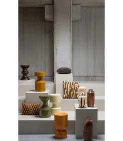 Selena Vaas Met Streep - Glas - Bruin - 35x18x18 Vazen