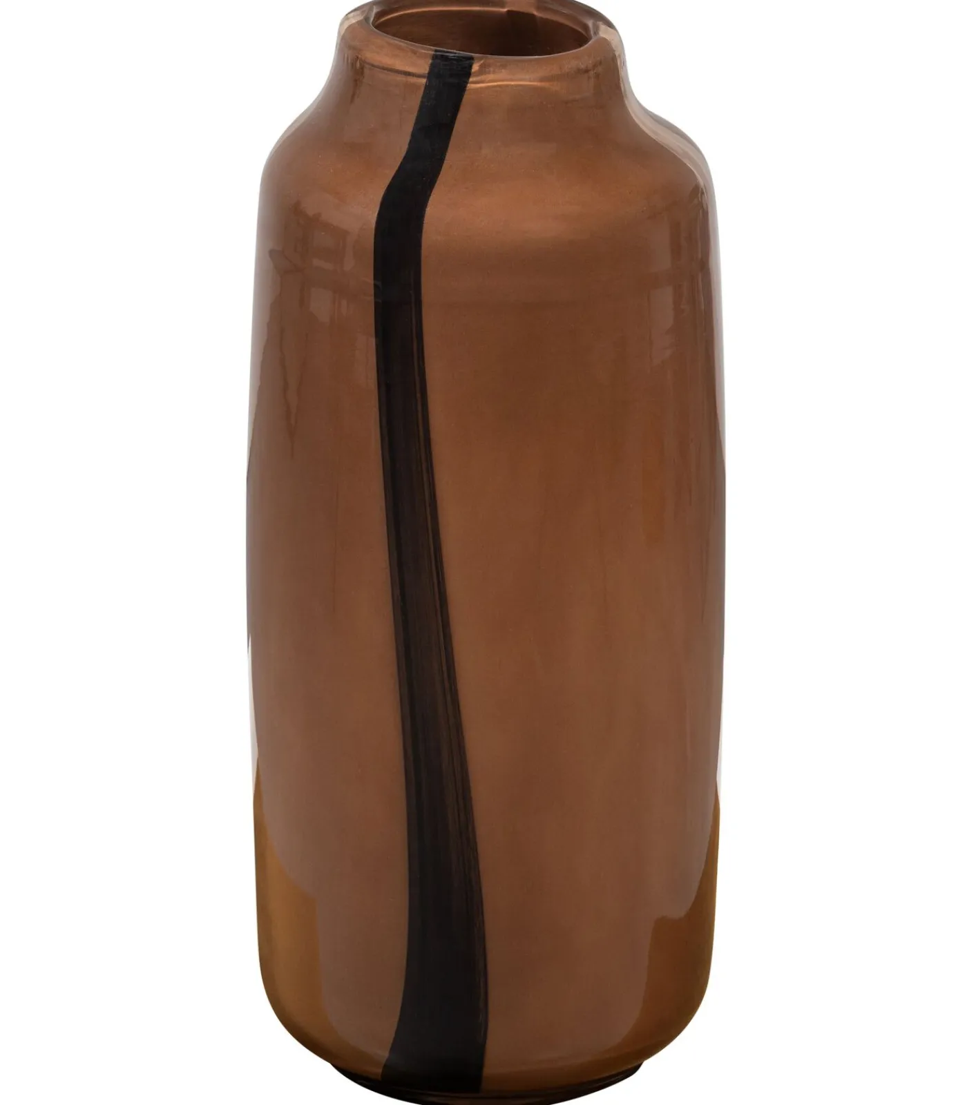 Selena Vaas Met Streep - Glas - Bruin - 35x18x18 Vazen