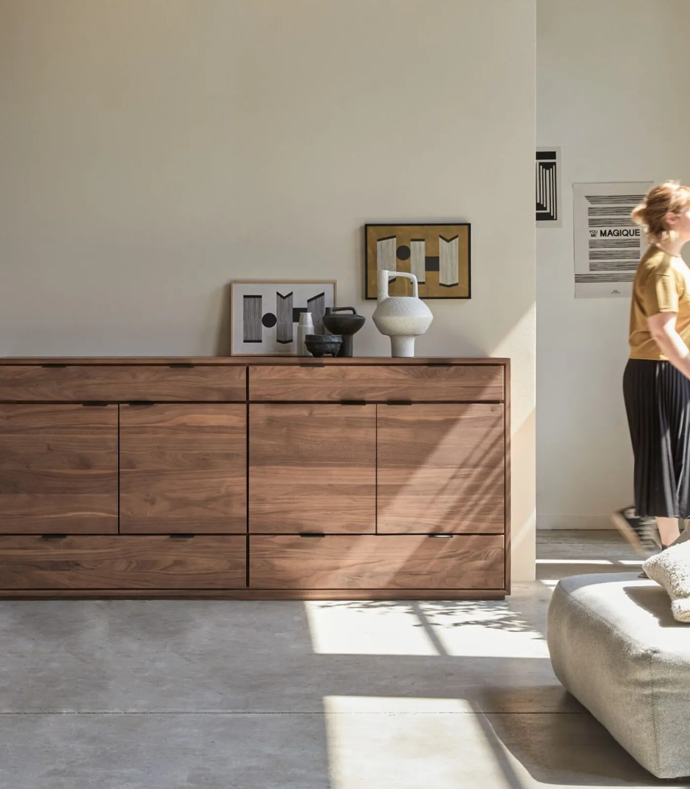 Tikamoon Senson - Massief notenhouten dressoir 200 cm