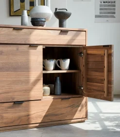 Tikamoon Senson - Massief notenhouten dressoir 200 cm