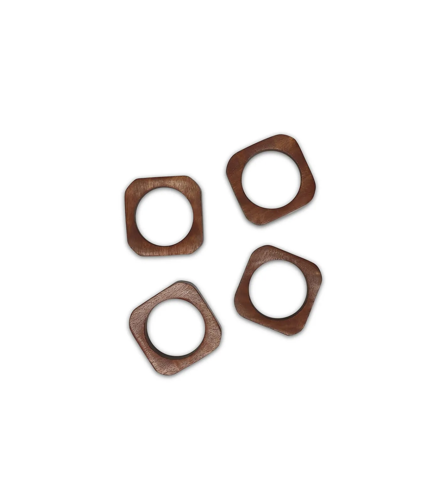 Discount Servetring 4,5x4,5cm vierkant hout Moku - set/4 Keuken- & Tafellinnen