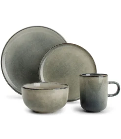Outlet Servies 16-delig groen/blauw Meridian Tafelgerei