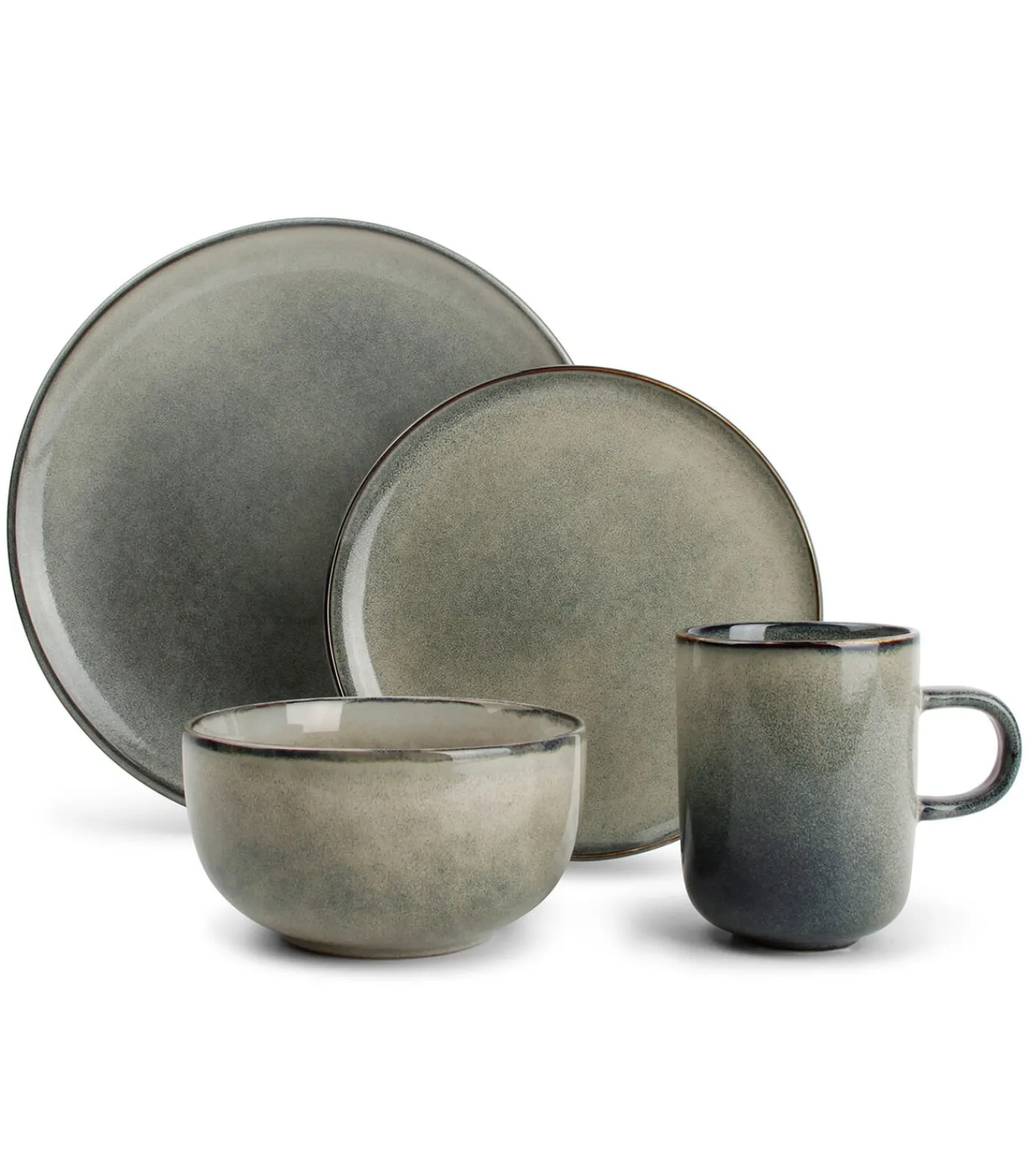 Outlet Servies 16-delig groen/blauw Meridian Tafelgerei