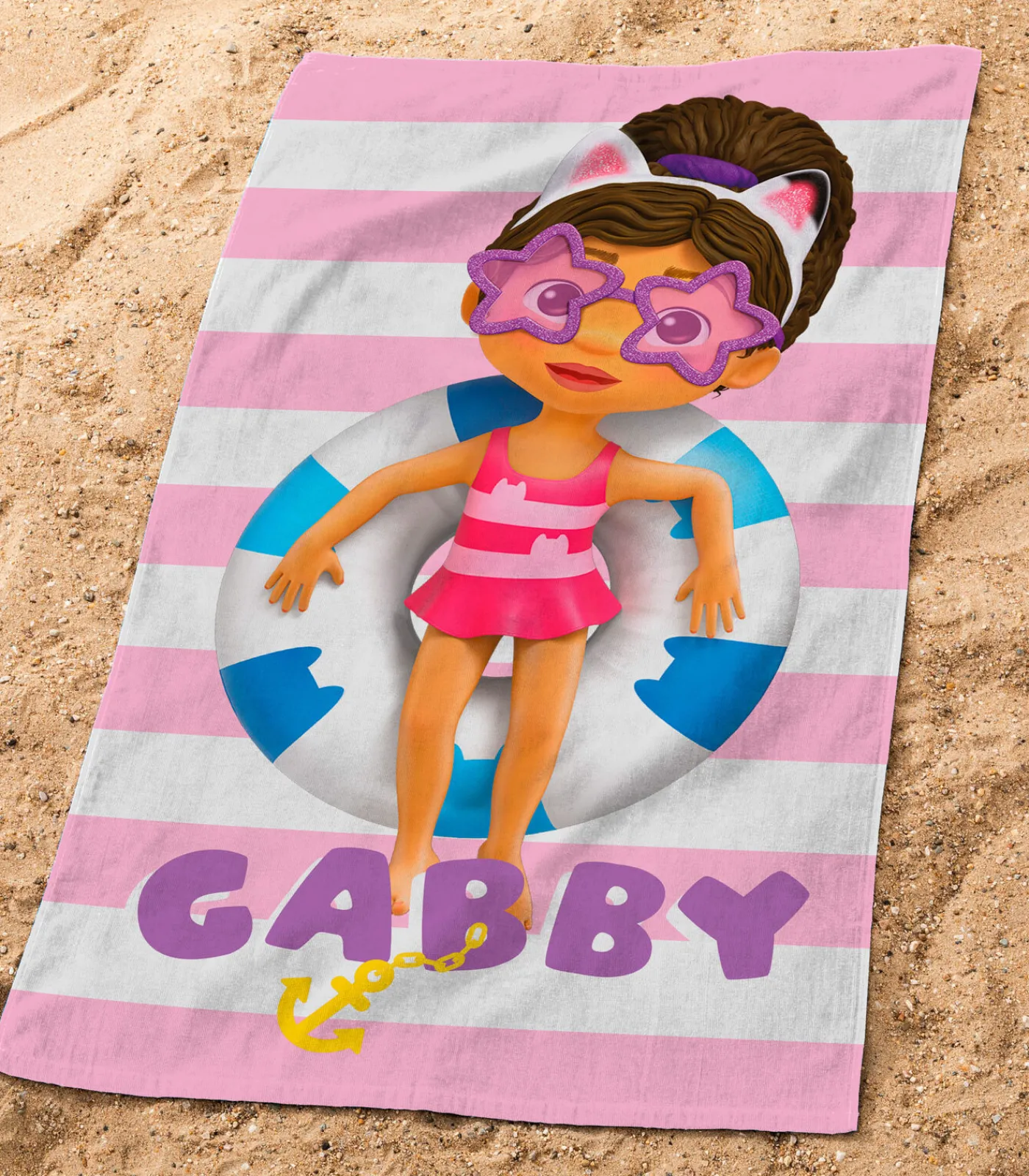 Matt & Rose Set Badcape en Strandlaken bedrukt 100% Katoen, GABBY EN HET MAGISCHE HUIS DUO EN