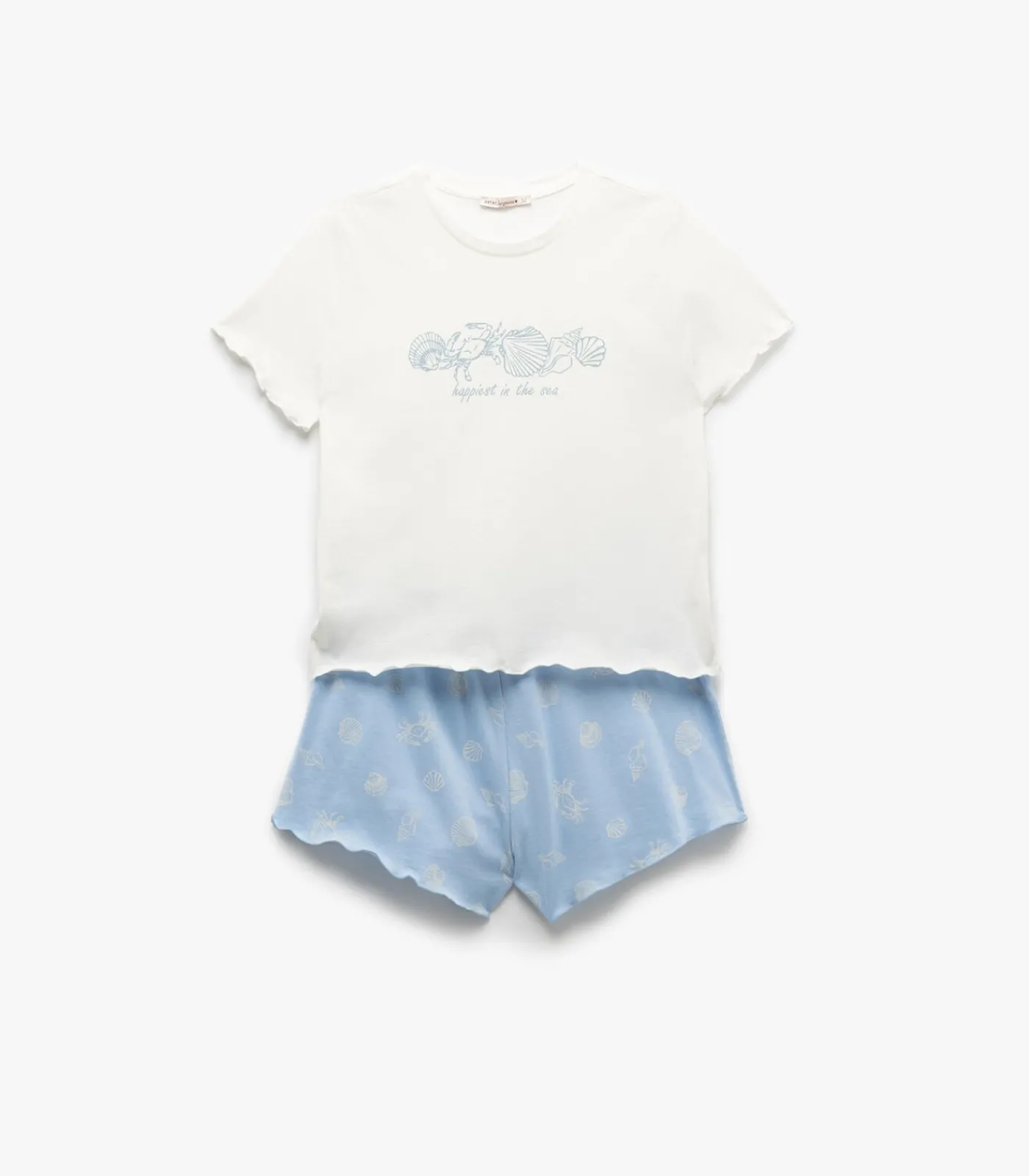 DAMES Koton Set Korte Pijama van Katoen met Schelpenprint