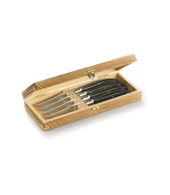 Gefu Set steakmessen BASCO, 4 stuks in hoogwaardige dennenhouten box