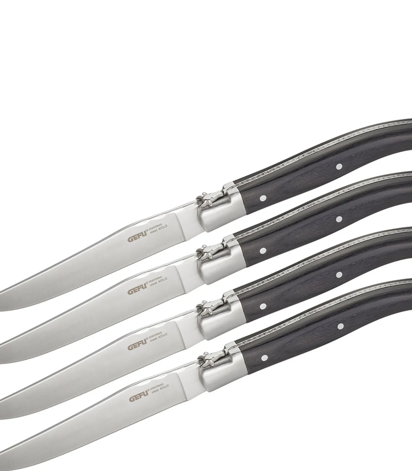 Gefu Set steakmessen BASCO, 4 stuks in hoogwaardige dennenhouten box
