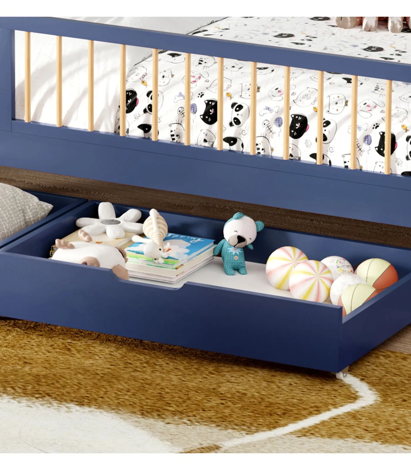 Outlet Set van 2 donkerblauw opberglades voor bed Kinderen Kinderen Home