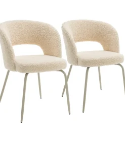 Hot Set van 2 FLAVIA beige lussenstoffen stoelen Stoelen