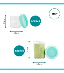 Kinderen BabyMoov Set van 4 glazen Potjes met Deksel