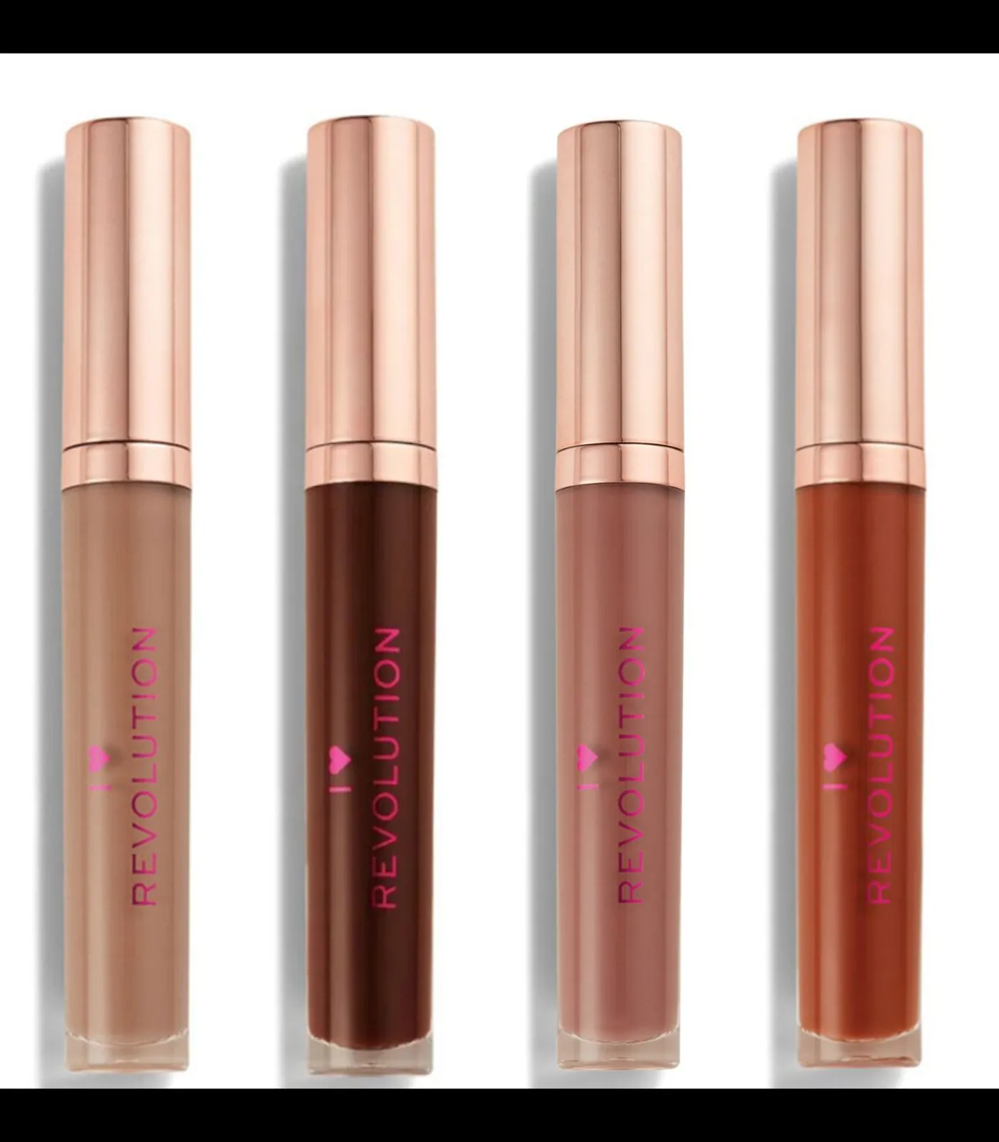 Revolution Set van 4 I Heart Chocolate Lipgloss - Honingraat / Mokka / Mint Chocolate / Chocolate Fudge