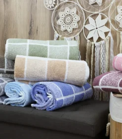 Online Set van 2 katoenen geruite washandjes 15x21 cm Washandjes