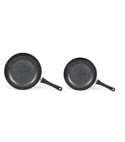 Livoo Set van 2 koekenpannen met steenmotief