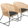 Outlet Set van 2 kunststof rotan fauteuils met kussens RINA Stoelen