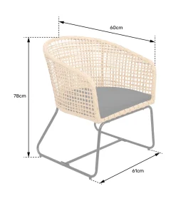 Outlet Set van 2 kunststof rotan fauteuils met kussens RINA Stoelen