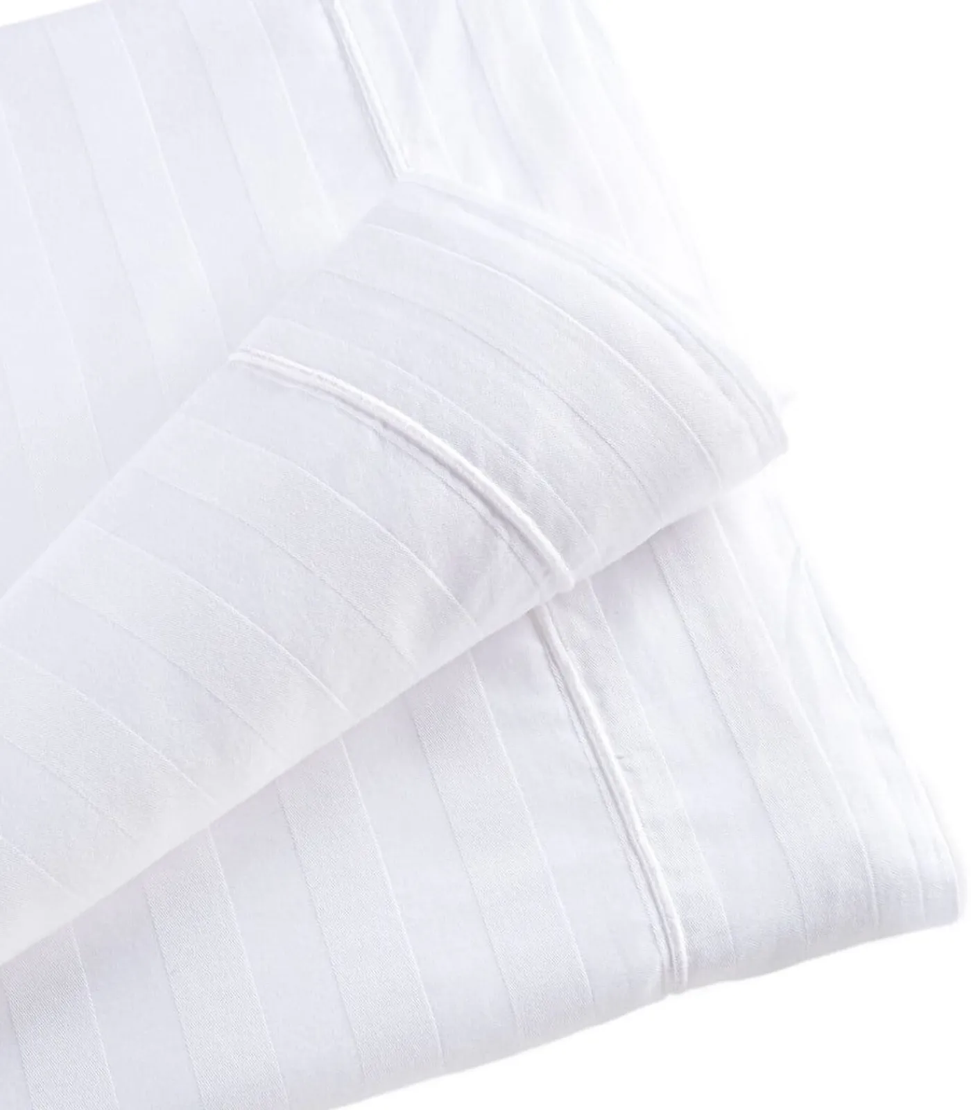 Linandelle Set van 2 luxe gestreepte kussenslopen in Wit katoensatijn 65x65 cm