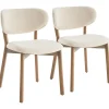 HAPPY GARDEN Set van 2 stoelen AURA beige lusstof en licht hout