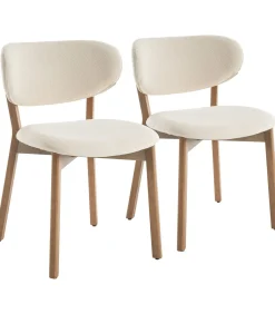HAPPY GARDEN Set van 2 stoelen AURA beige lusstof en licht hout