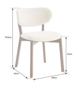 HAPPY GARDEN Set van 2 stoelen AURA beige lusstof en licht hout