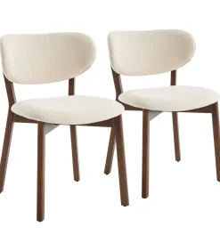 Discount Set van 2 stoelen AURA in donker hout en beige boucle stof Stoelen