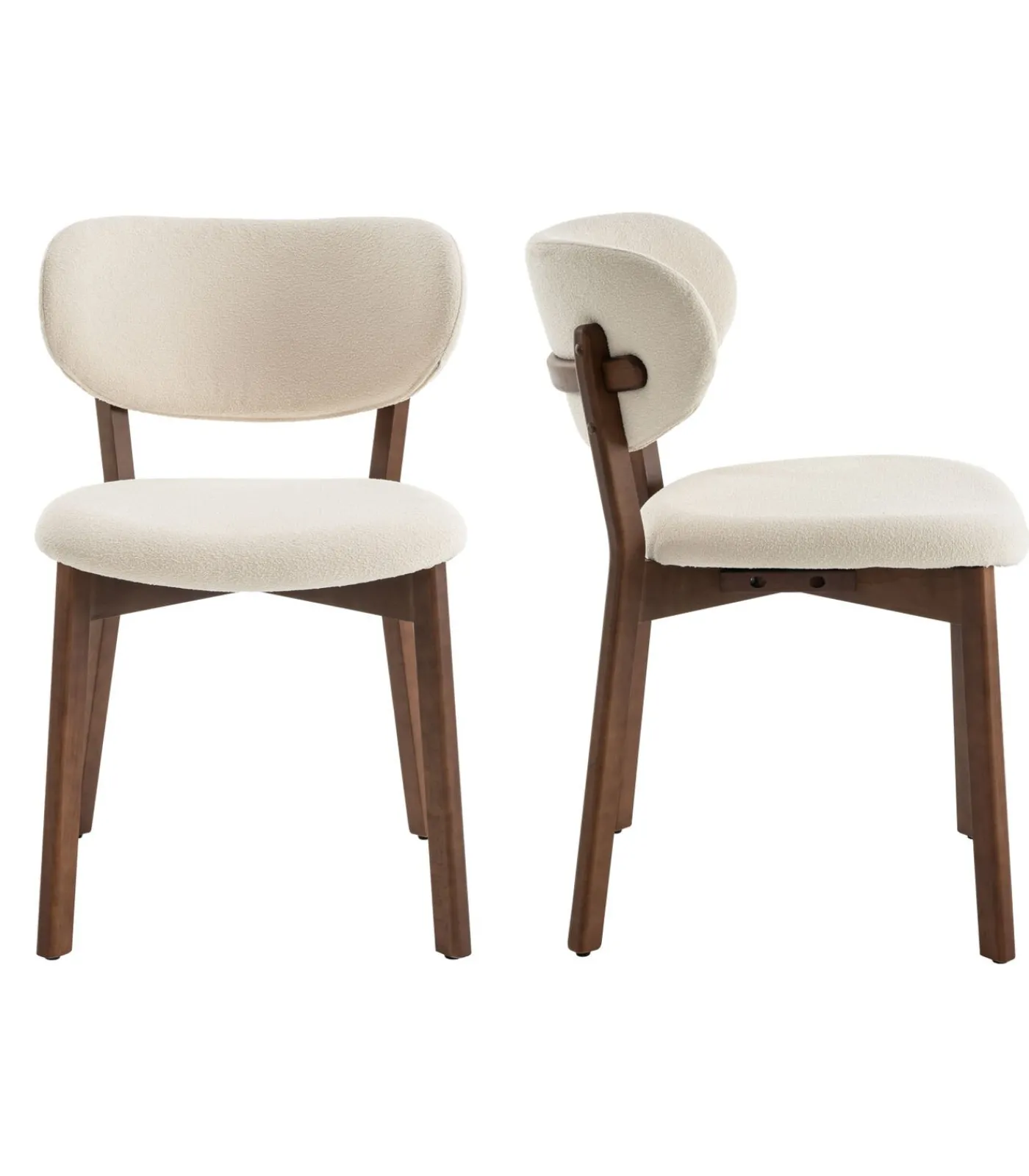 Discount Set van 2 stoelen AURA in donker hout en beige boucle stof Stoelen