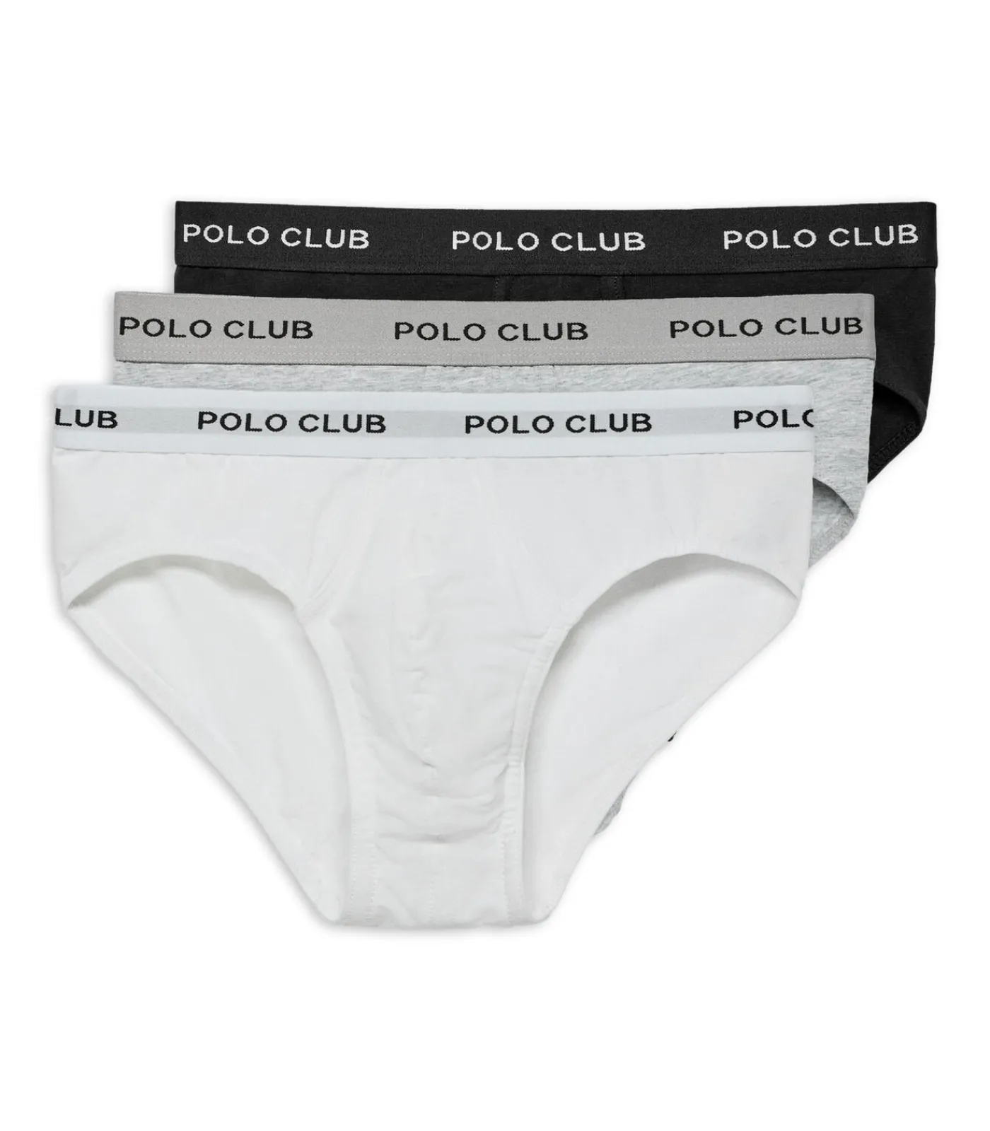 Heren Polo Club Set van drie slips, zwart, grijs en wit, met -detail