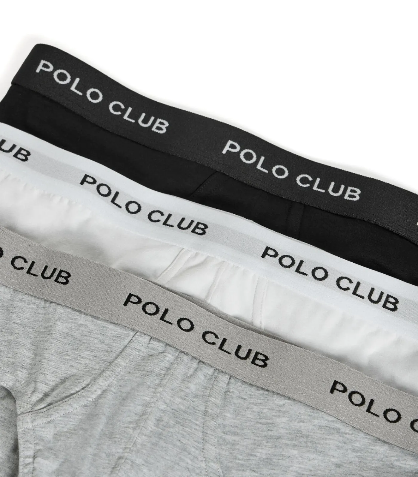 Heren Polo Club Set van drie slips, zwart, grijs en wit, met -detail