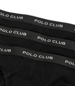 Heren Polo Club Set van drie zwarte slips met -detail