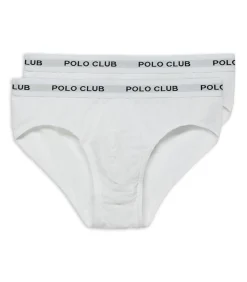 Heren Polo Club Set van twee witte slips met -detail