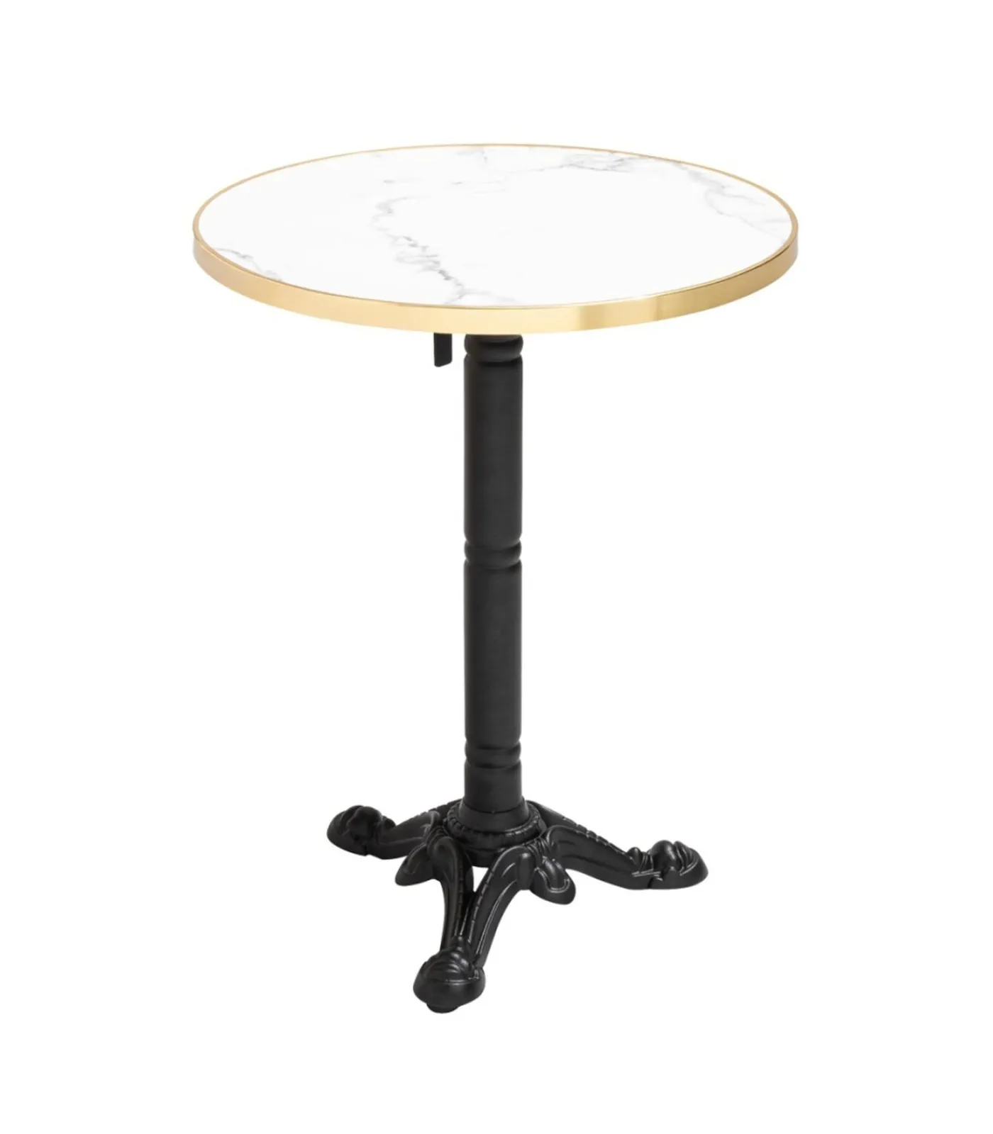 Oviala Set van wit marmeren terrastafel en 2 blauwe stoelen