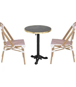 New Set van zwart marmeren verstelbare terrastafel en 2 rode stoelen Tuinmeubelen