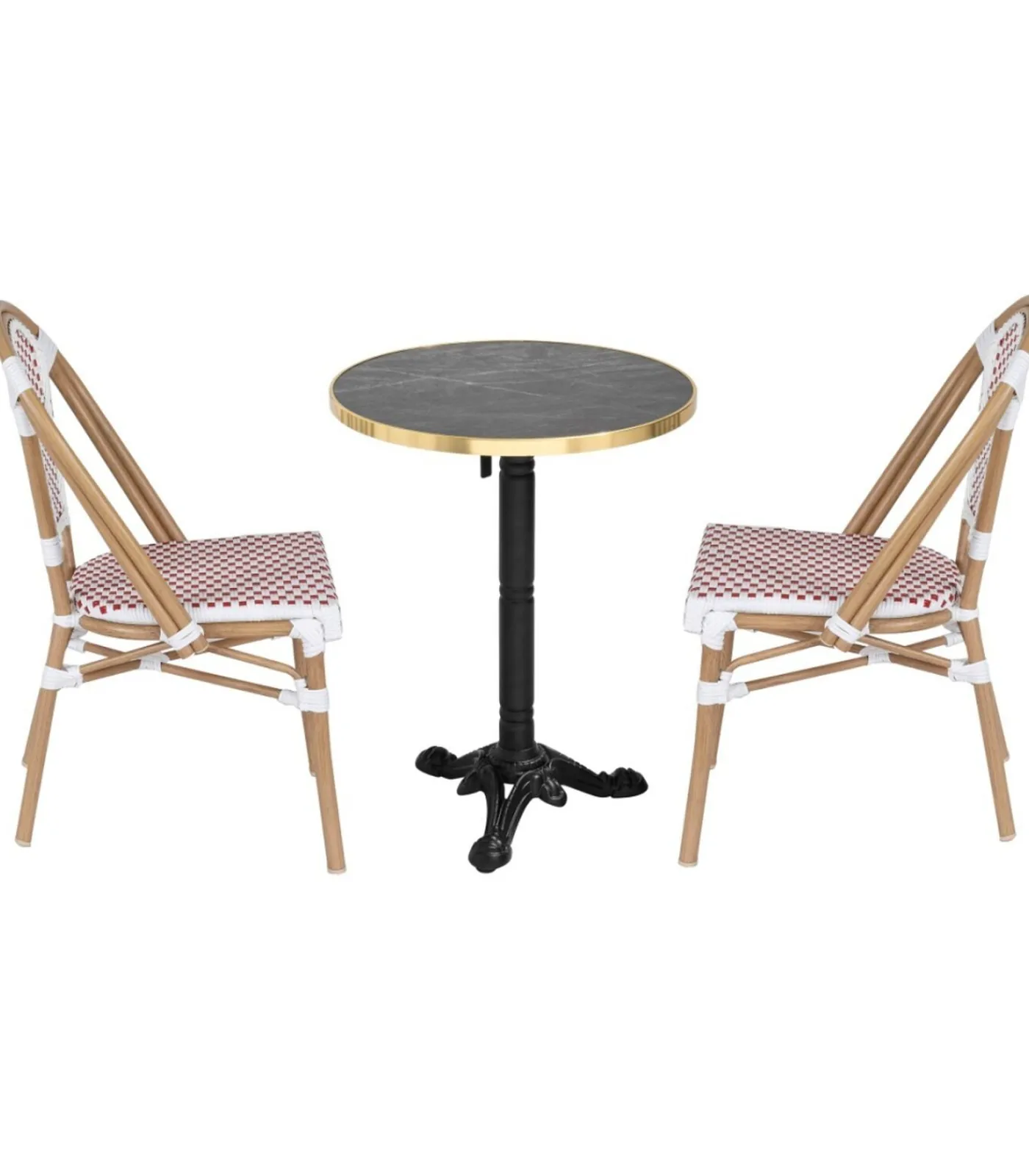 New Set van zwart marmeren verstelbare terrastafel en 2 rode stoelen Tuinmeubelen