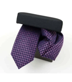 Heren Shirts & co Set zijden das en pochet paars geblokt