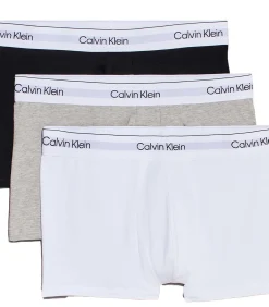 Heren Calvin Klein short 3 pack icon cotton stretch trunks grey heather / white /