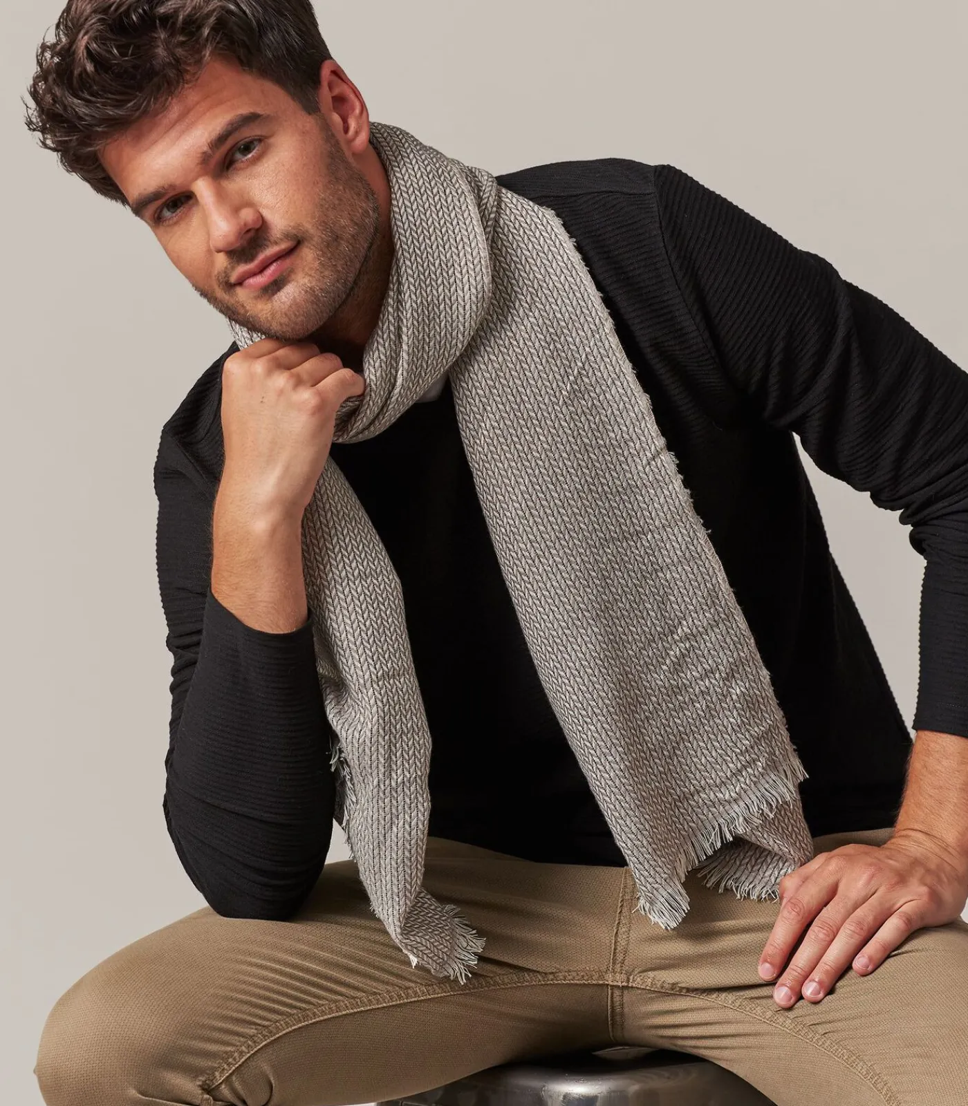 Heren Deeluxe SID - Dunne en lichte herensjaal, in modal en wol voor een zacht gevoel de hele dag