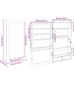 Discount Sieradenkast met spiegel en LED wandgemonteerd wit Spiegels