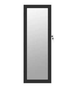 vidaXL Sieradenkast met spiegel en LED wandgemonteerd zwart