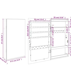 Online Sieradenkast met spiegel en LED wandgemonteerd wit Spiegels
