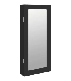 vidaXL Sieradenkast met spiegel wandgemonteerd 30x8,5x67 cm zwart