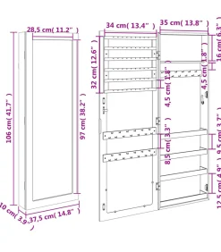 Discount Sieradenkast met spiegel wandgemonteerd 37,5x10x106 cm Spiegels