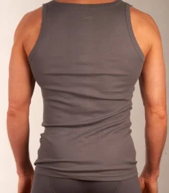 New singlet 2 pack new basic cotton 4-1 rib grey Heren Tops & Shirts
