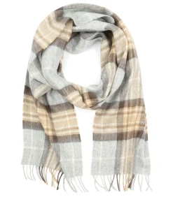 Heren Suitable Sjaal Ruit Merino Wol Beige Blauw