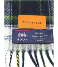 Heren Suitable Sjaal Ruit Merino Wol Navy Multicolour