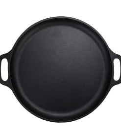 Koock Amsterdam Skillet gietijzer - koekenpan - PFAS vrij - 32cm - zonder steel - Paellapan - BBQ accessoires - Geschikt voor Green Egg